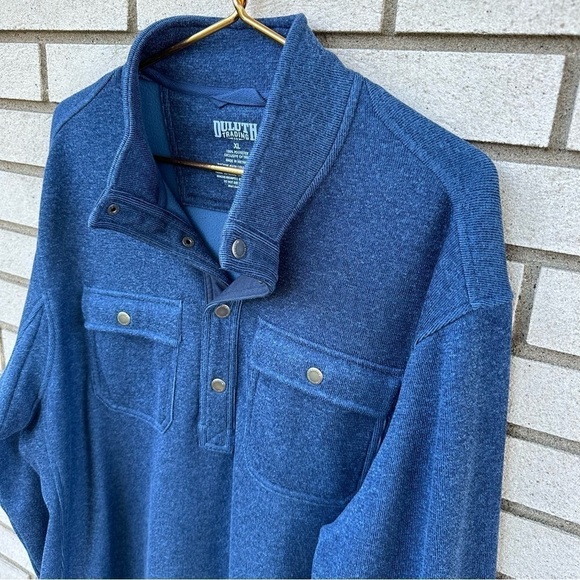 Duluth Trading Co. Men's Silver Lining Sweater Fleece Pullover Blue - Picture 3 of 9